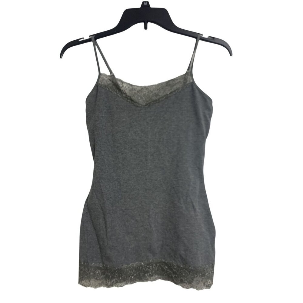 Express Sexy Stretch Gray Romantic Preppy Y2K Lace Trim Cami‎ Top XS